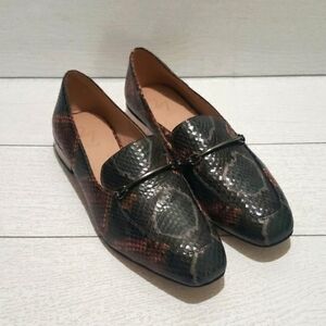 27 Edit Low Square Heel Loafers Snake Prnts Women's Shoes Size 8W